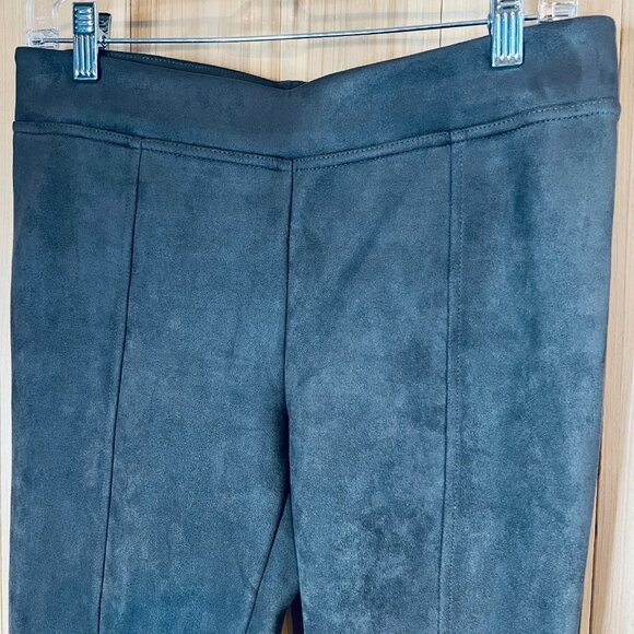 Andrew Mac Faux Suede Pants Womens Small Teal Blue Green Stretch Pull On Legging - Picture 6 of 7